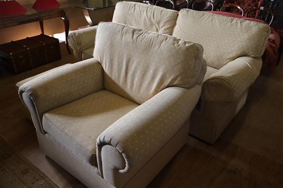 Large settee, stool & armchair(-)